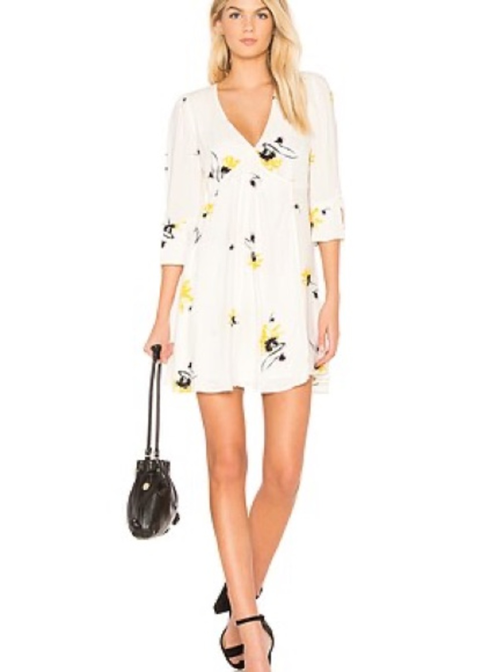 Free People Time On My Side Mini Dress in Neutral Combo